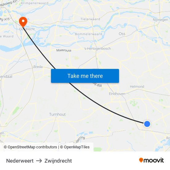 Nederweert to Zwijndrecht map