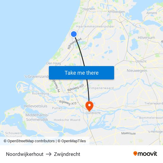 Noordwijkerhout to Zwijndrecht map