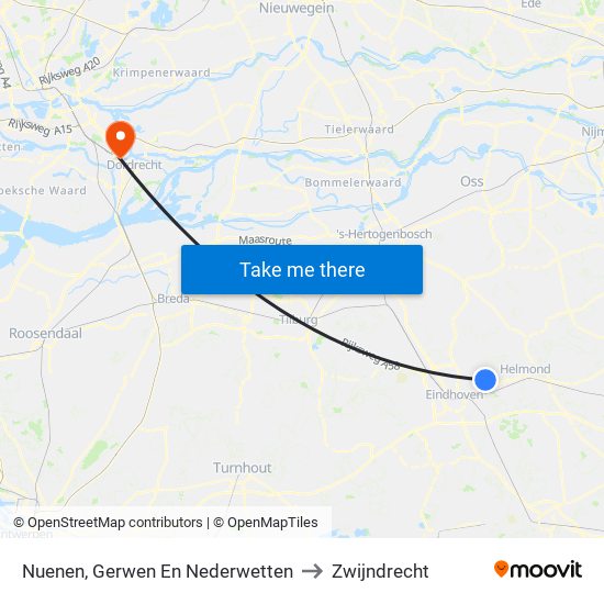 Nuenen, Gerwen En Nederwetten to Zwijndrecht map