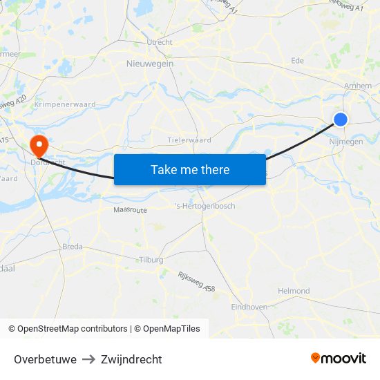 Overbetuwe to Zwijndrecht map
