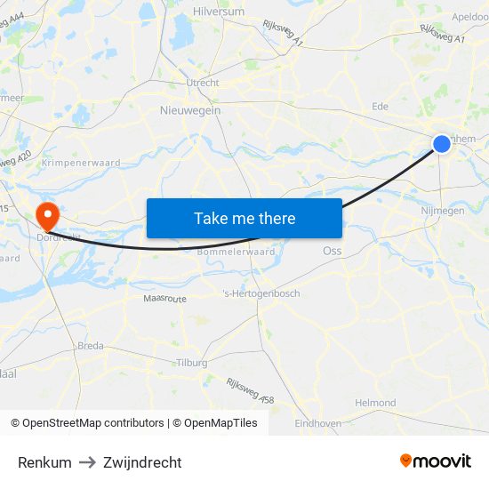 Renkum to Zwijndrecht map