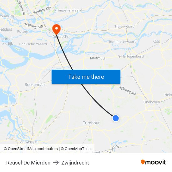 Reusel-De Mierden to Zwijndrecht map