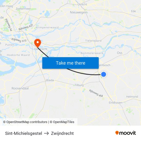 Sint-Michielsgestel to Zwijndrecht map