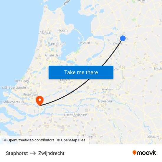 Staphorst to Zwijndrecht map