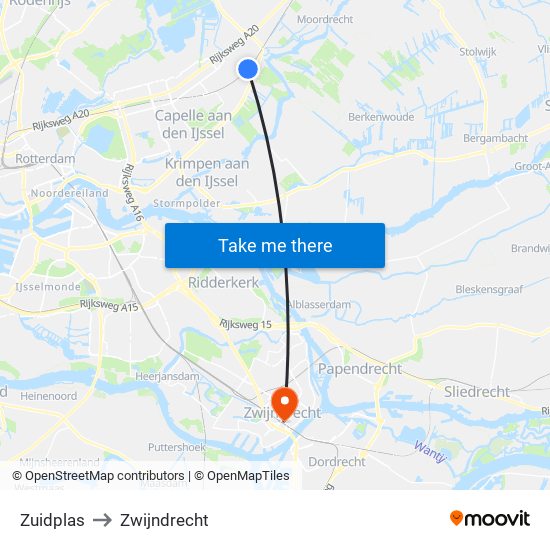 Zuidplas to Zwijndrecht map