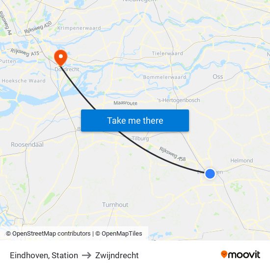 Eindhoven, Station to Zwijndrecht map