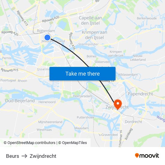 Beurs to Zwijndrecht map