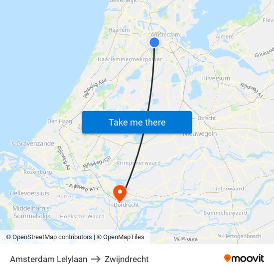 Amsterdam Lelylaan to Zwijndrecht map