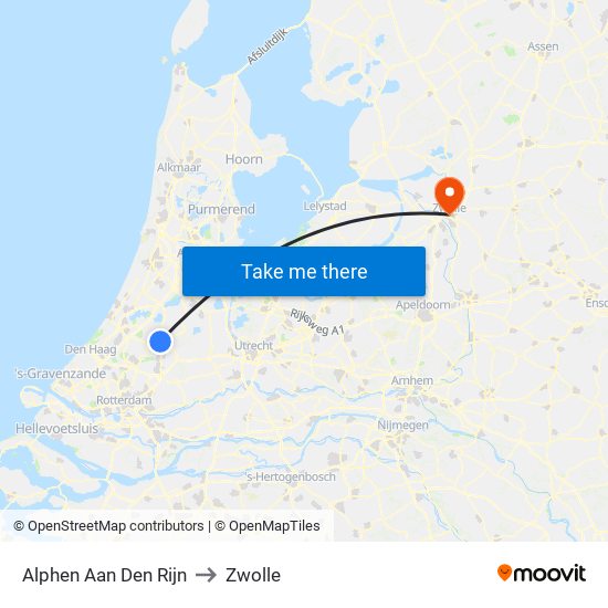 Alphen Aan Den Rijn to Zwolle map