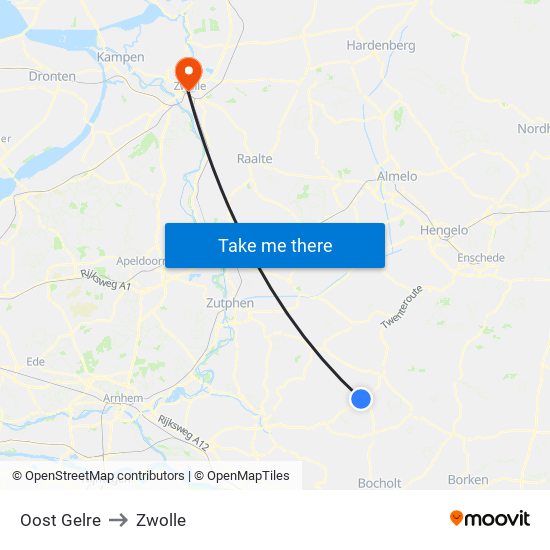 Oost Gelre to Zwolle map