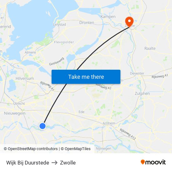 Wijk Bij Duurstede to Zwolle map