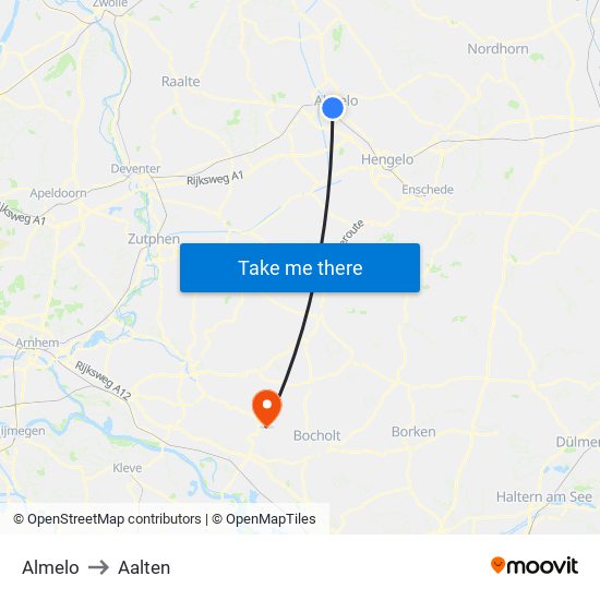 Almelo to Aalten map