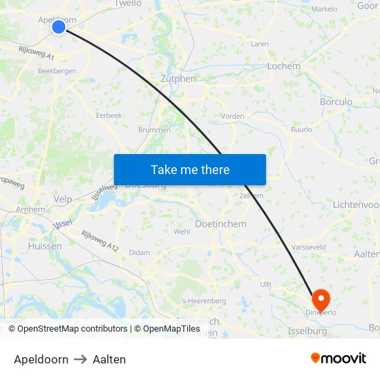 Apeldoorn to Aalten map