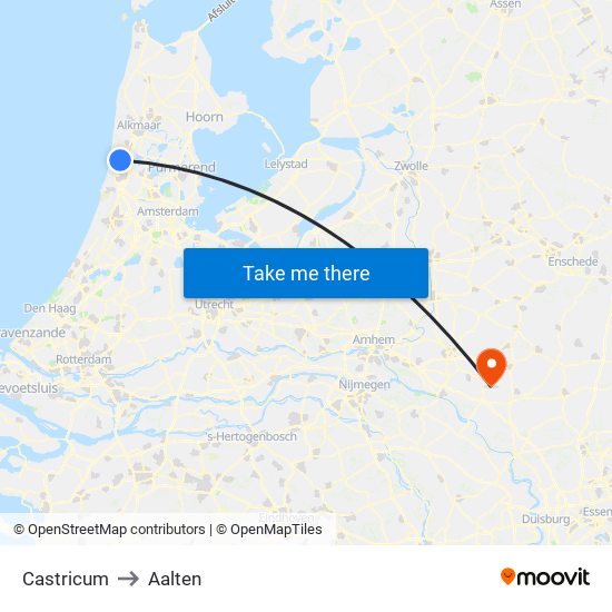 Castricum to Aalten map