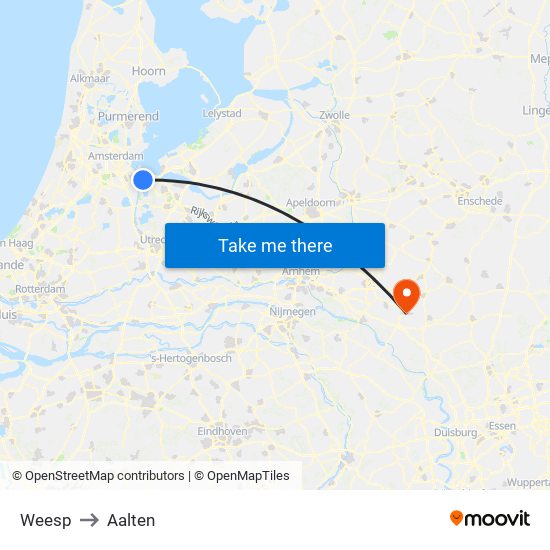 Weesp to Aalten map