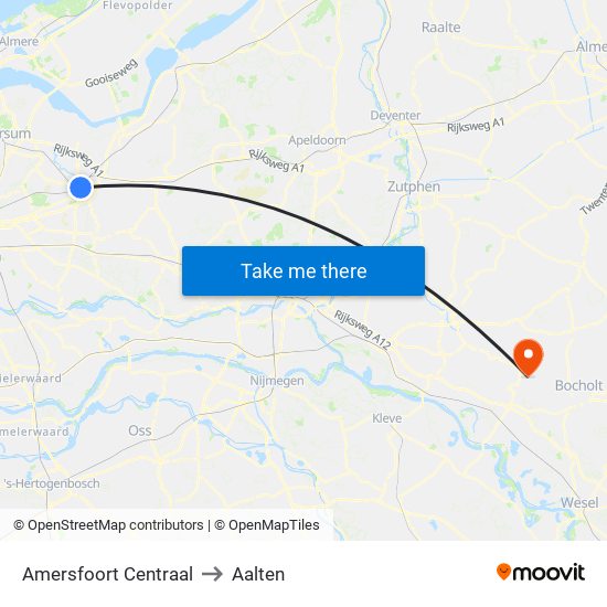 Amersfoort Centraal to Aalten map