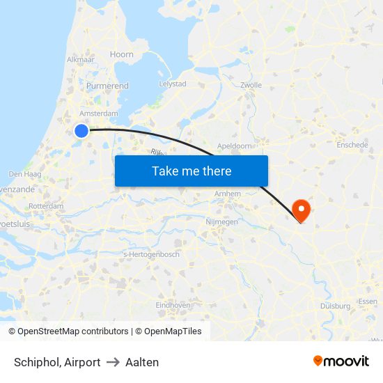 Schiphol, Airport to Aalten map