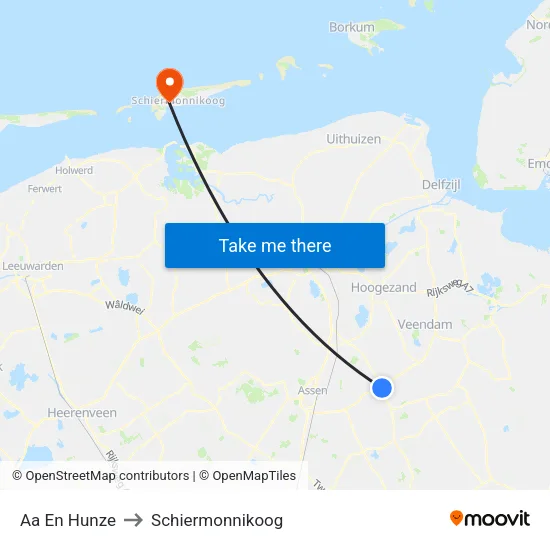 Aa En Hunze to Schiermonnikoog map