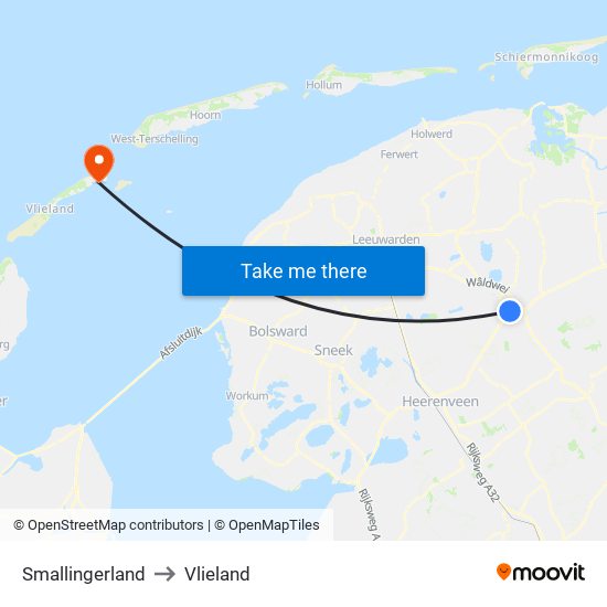 Smallingerland to Vlieland map