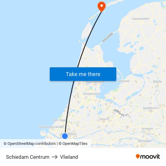 Schiedam Centrum to Vlieland map