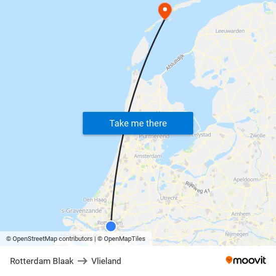 Rotterdam Blaak to Vlieland map