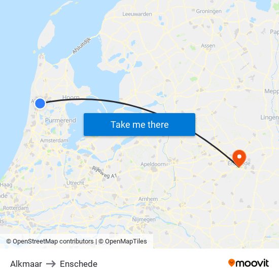 Alkmaar to Enschede map