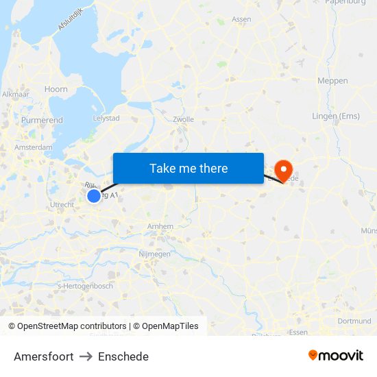 Amersfoort to Enschede map