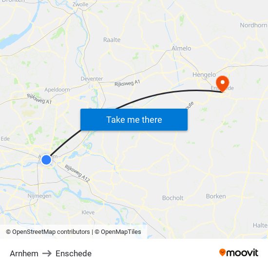 Arnhem to Enschede map