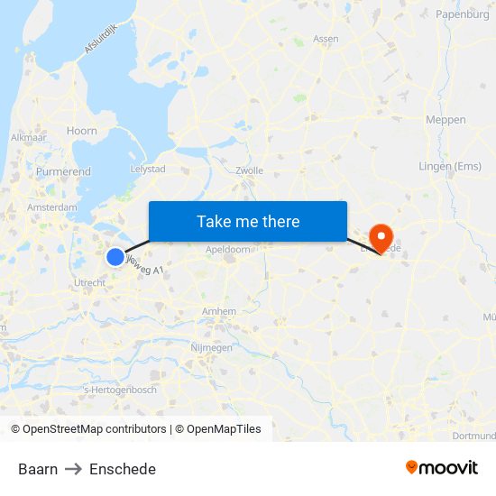 Baarn to Enschede map