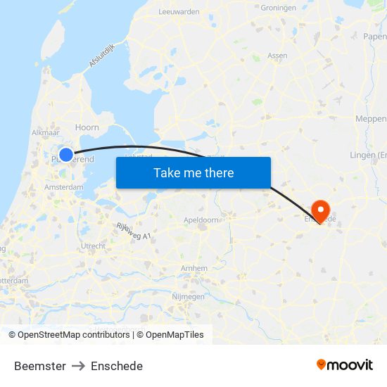 Beemster to Enschede map
