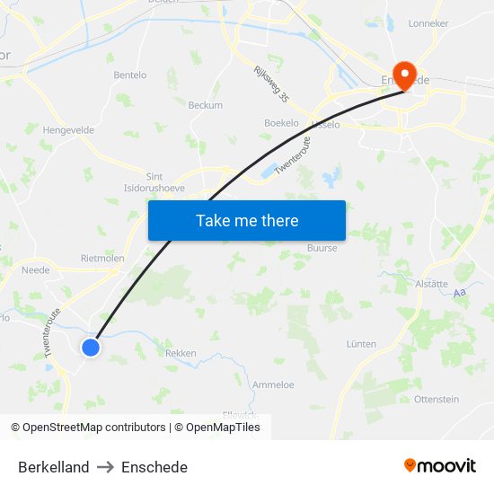 Berkelland to Enschede map