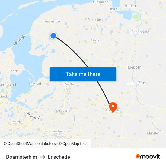 Boarnsterhim to Enschede map