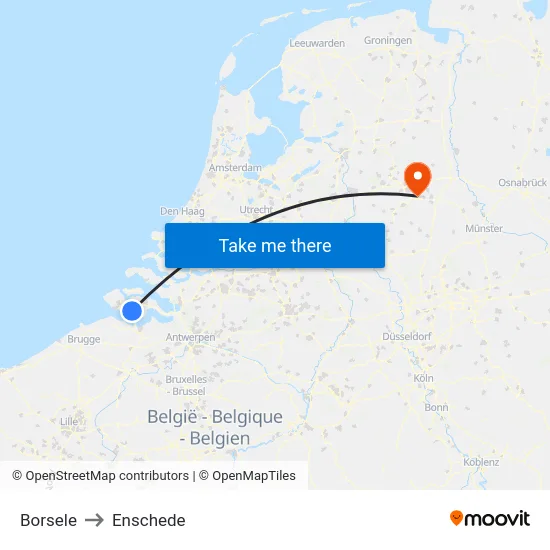 Borsele to Enschede map