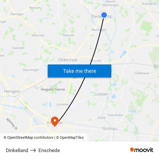 Dinkelland to Enschede map