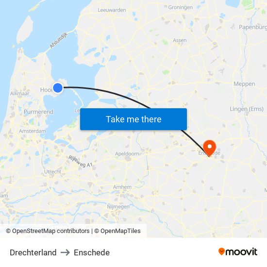 Drechterland to Enschede map