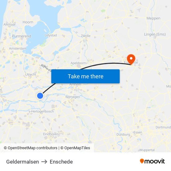 Geldermalsen to Enschede map