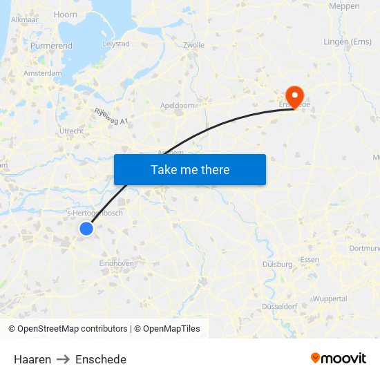 Haaren to Enschede map