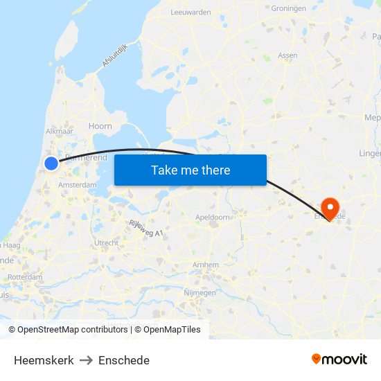 Heemskerk to Enschede map