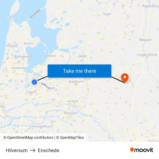Hilversum to Enschede map