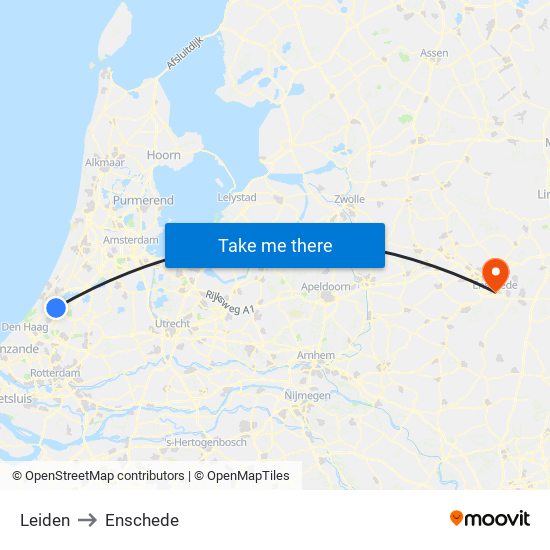 Leiden to Enschede map