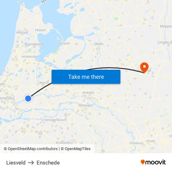 Liesveld to Enschede map