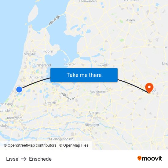 Lisse to Enschede map