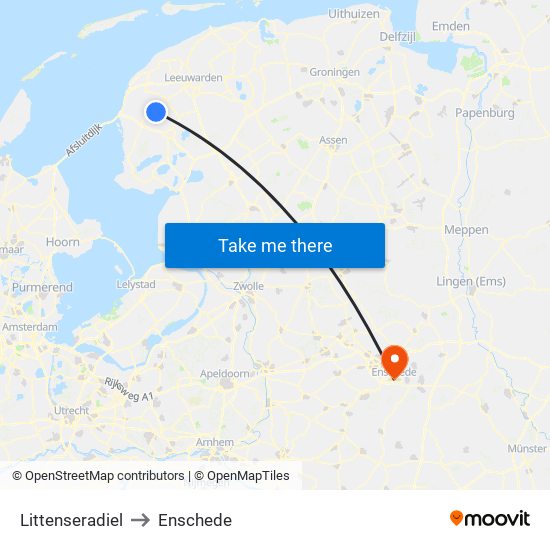 Littenseradiel to Enschede map