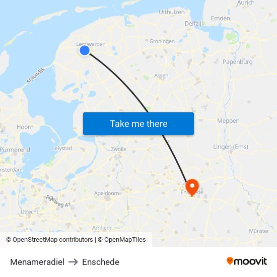 Menameradiel to Enschede map