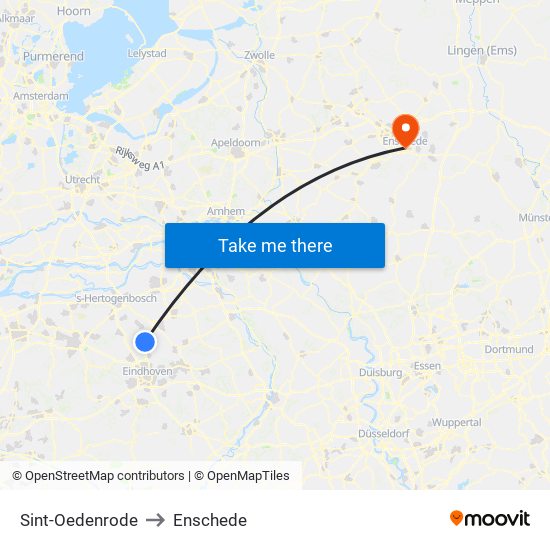 Sint-Oedenrode to Enschede map