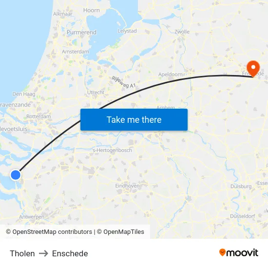 Tholen to Enschede map