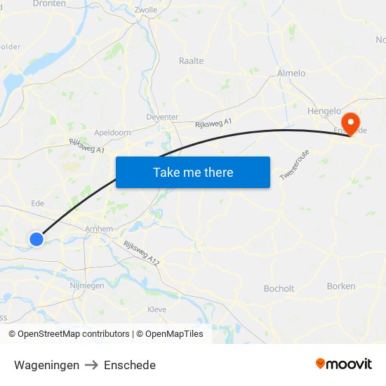 Wageningen to Enschede map