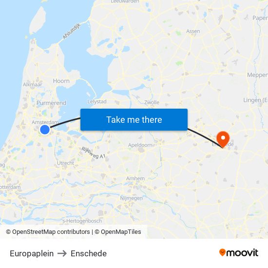 Europaplein to Enschede map