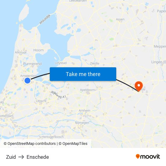 Zuid to Enschede map