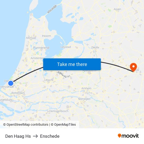 Den Haag Hs to Enschede map